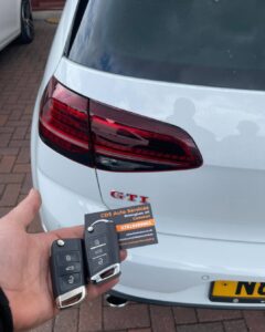 2018 VW Golf MK7 GTI Customer lost their spare key while on holiday. We supplied, cut and programmed a spare at his home.  Contact us now for a price on a spare key for your vehicle.